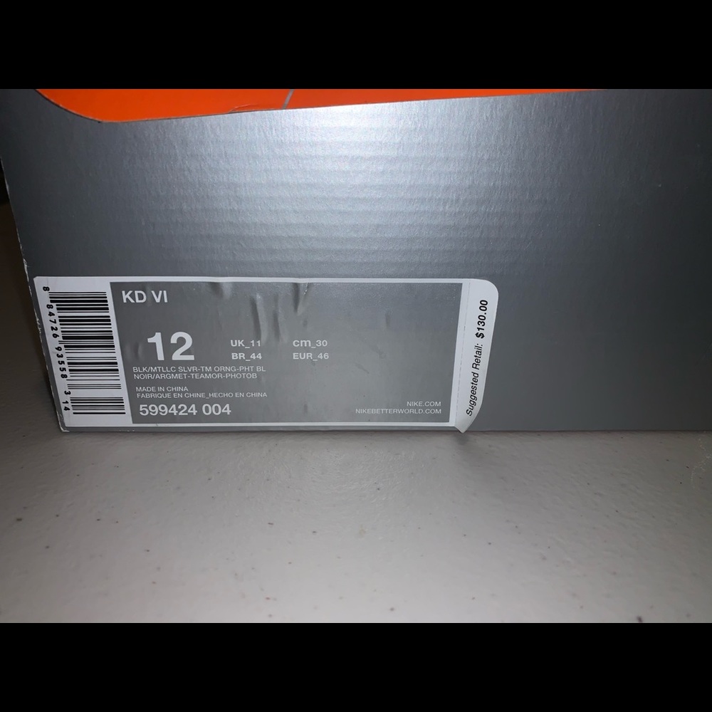 Men’s KDs 6 sz 12
